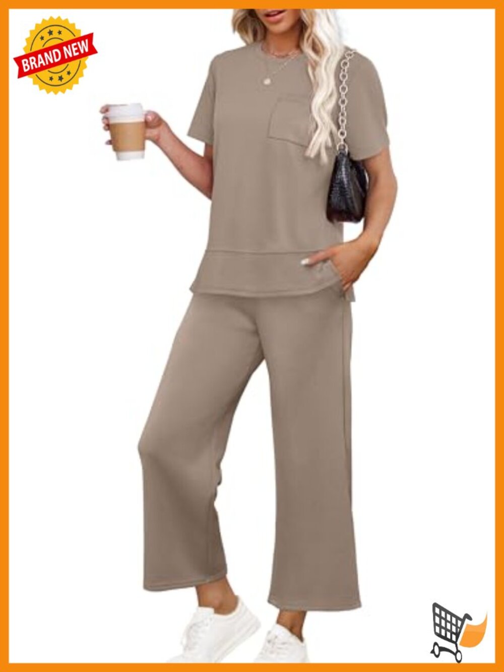 Women's Wide Leg Lounge Set Side Slit Tracksuit Vacation Travel